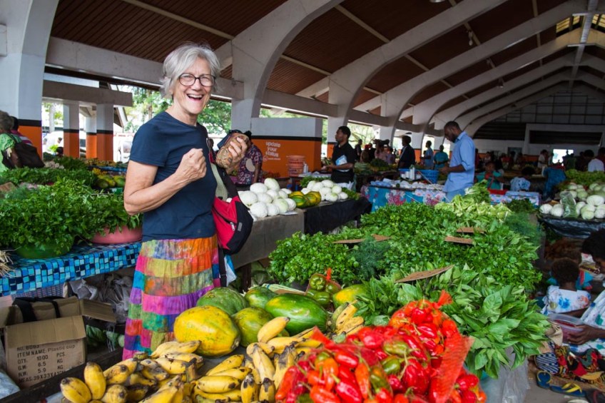 Christine provisioning in Port Vila market