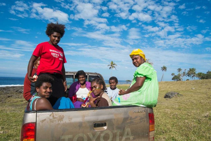 Our 'family' in the back of the ute about to head home