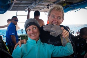 Lionel testing the chain mail glove
